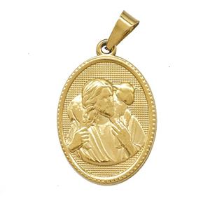 Stainless Steel Jesus Pendant Gold Plated, approx 16-21mm [SSB7422]