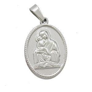 Raw Stainless Steel Virgin Mary Baby Pendant, approx 16-21mm [SSB7423]