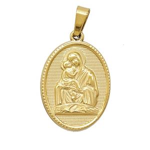 Stainless Steel Virgin Mary Baby Pendant Gold Plated, approx 16-21mm [SSB7424]