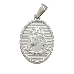 Stainless Steel Pendant, Platinum Plated, approx 16-21mm [SSB7429]
