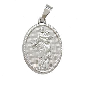 Stainless Steel Pendant, Platinum Plated, approx 16-21mm [SSB7431]