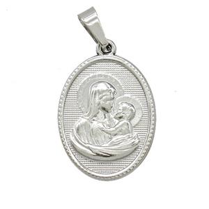 Raw Stainless Steel Virgin Mary Baby Pendant, approx 16-21mm [SSB7433]