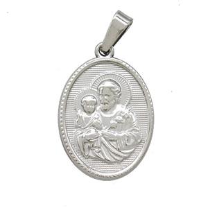 Raw 304 Stainless Steel Saint Jude Baby Pendant, approx 16-21mm [SSB7437]