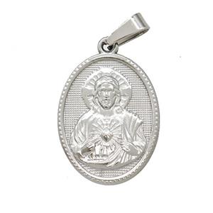 Raw Stainless Steel Jesus Pendant, approx 16-21mm [SSB7439]