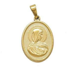 Stainless Steel Virgin Mary Pendant Gold Plated, approx 16-21mm [SSB7450]