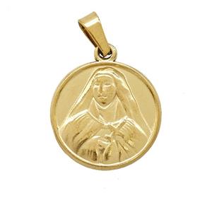 Stainless Steel Virgin Mary Pendant Gold Plated, approx 17mm [SSB7454]
