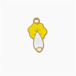 Stainless Steel Cabbage Pendant White Yellow Enamel Gold Plated, approx 8-12mm [SSB7457]