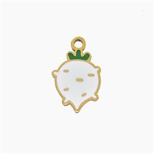 Stainless Steel Radish Pendant White Enamel Gold Plated, approx 9-12mm [SSB7461]