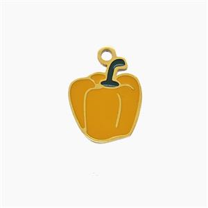 Stainless Steel Bell Pepper Pendant Brown Enamel Gold Plated, approx 10-12mm [SSB7463]