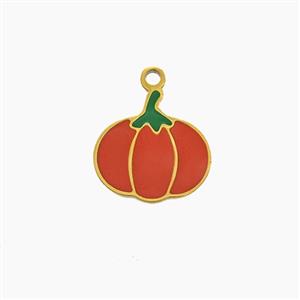 Stainless Steel Pumpkin Pendant Red Enamel Gold Plated, approx 12mm [SSB7469]