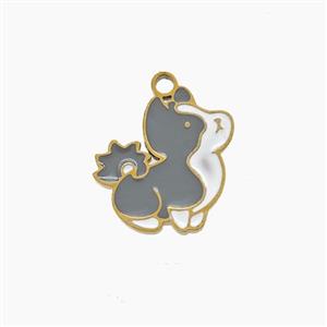 Stainless Steel Squirrel Pendant Gray Enamel Gold Plated, approx 12mm [SSB7477]