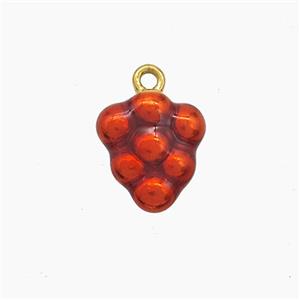 Stainless Steel Grape Pendant Red Painted Gold Plated, approx 11-12mm [SSB7494]