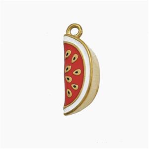 Stainless Steel Watermelon Pendant Red Enamel Gold Plated, approx 7-16mm [SSB7497]