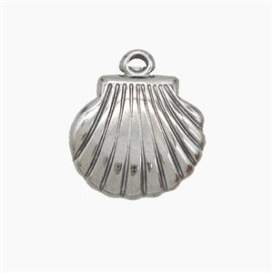 Raw Stainless Steel Scallop Shell Pendant, approx 16mm [SSB7511]