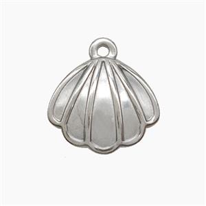 Raw Stainless Steel Scallop Shell Pendant, approx 16mm [SSB7512]