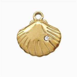 Stainless Steel Scallop Shell Pendant Gold Plated, approx 13-16mm [SSB7519]