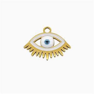 Stainless Steel Eye Pendant White Enamel Gold Plated, approx 8-15mm [SSB7557]