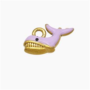 Stainless Steel Shark Pendant Lavender Enamel Gold Plated, approx 10-15mm [SSB7563]
