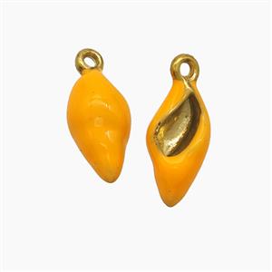 Stainless Steel Conch Shell Pendant Orange Enamel Gold Plated, approx 6-13mm [SSB7572]