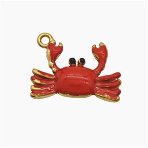 Stainless Steel Crab Pendant Red Enamel Gold Plated, approx 13-18mm [SSB7581]
