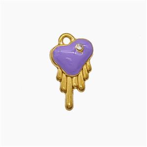 Stainless Steel Heart Pendant Lavender Enamel Gold Plated, approx 8-13mm [SSB7588]