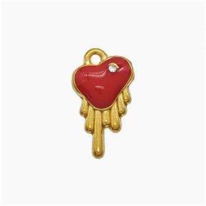Stainless Steel Heart Pendant Red Enamel Gold Plated, approx 8-13mm [SSB7589]