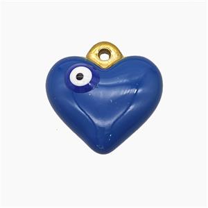 Stainless Steel Heart Pendant Royalblue Enamel Eye Gold Plated, approx 16.5mm [SSB7605]