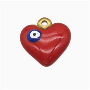 Stainless Steel Heart Pendant Red Enamel Eye Gold Plated, approx 16.5mm [SSB7607]