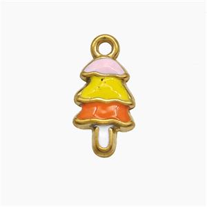 Christmas Tree Charms Stainless Steel Pendant Multicolor Enamel Gold plated, approx 9-15mm [SSB7617]