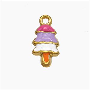 Christmas Tree Charms Stainless Steel Pendant Multicolor Enamel Gold plated, approx 9-15mm [SSB7618]