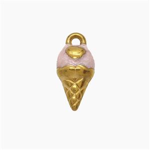 Stainless Steel Ice Cream Pendant Painted Gold Plated, approx 8-14mm [SSB7621]