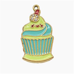 Stainless Steel Ice Cream Pendant Green Enamel Gold Plated, approx 16-26mm [SSB7624]