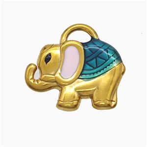Stainless Steel Elephant Pendant Painted Gold Plated, approx 15-20mm [SSB7638]