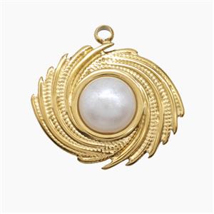 Stainless Steel Galaxy Pendant Pave Resin Gold Plated, approx 17-21mm [SSB7697]