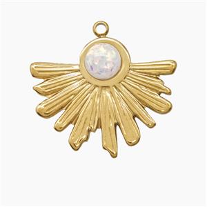 Stainless Steel Sunray Pendant Pave Resin Gold Plated, approx 20-26mm [SSB7698]