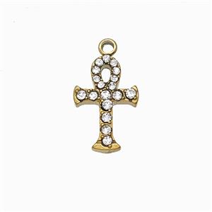 Stainless Steel Cross Pendant Pave Rhinestone Gold Plated, approx 10-15mm [SSB7772]