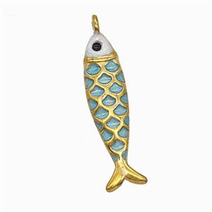 Stainless Steel Fish Pendant Green Painted Gold Plated, approx 6-23mm [SSB7792]