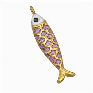 Stainless Steel Fish Pendant Pink Painted Gold Plated, approx 6-23mm [SSB7793]