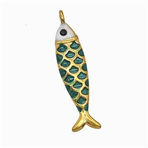 Stainless Steel Fish Pendant Green Painted Gold Plated, approx 6-23mm [SSB7795]