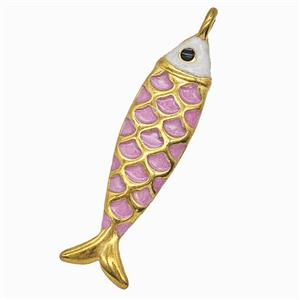 Stainless Steel Fish Pendant Pink Painted Gold Plated, approx 12-42mm [SSB7818]