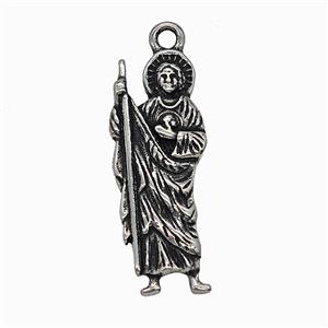 Saint Jude Charms 304 Stainless Steel Pendant Antique Silver, approx 13-35mm [SSB7846]
