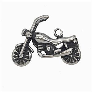 304 Stainless Steel Motorcycle Pendant Antique Silver, approx 20-28mm [SSB7847]