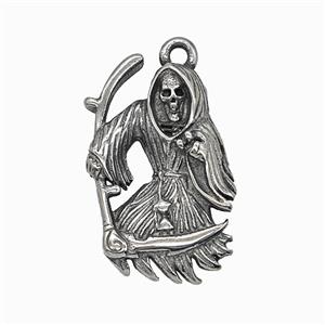Gothic Grim Reaper Death Charms 304 Stainless Steel Pendant Antique Silver, approx 16-26mm [SSB7848]