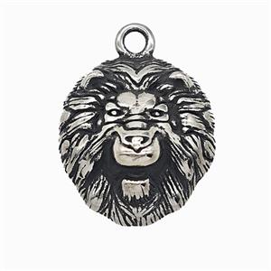 304 Stainless Steel Lion Pendant Antique Silver, approx 21-23mm [SSB7851]
