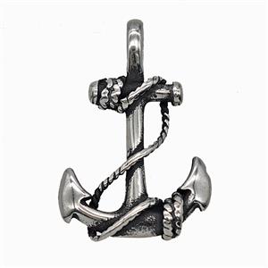 304 Stainless Steel Anchor Pendant Pirate Antique Silver, approx 22-32mm [SSB7853]
