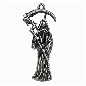 Gothic Grim Reaper Death Charms 304 Stainless Steel Pendant Antique Silver, approx 12-45mm [SSB7856]
