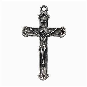 Crucifix Charms 304 Stainless Steel Cross Pendant Antique Silver, approx 25-40mm [SSB7857]