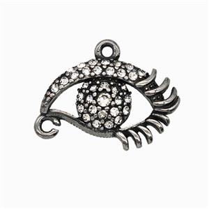 304 Stainless Steel Eye Pendant Pave Rhinestone Antique Silver, approx 13-20mm [SSB7863]