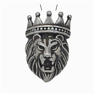 304 Stainless Steel Lion Crown Pendant Antique Silver, approx 20-30mm [SSB7867]