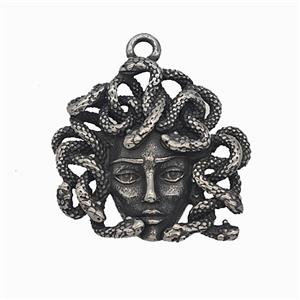 Medusa Snake Charms 304 Stainless Steel Pendant Antique Silver, approx 25-28mm [SSB7873]